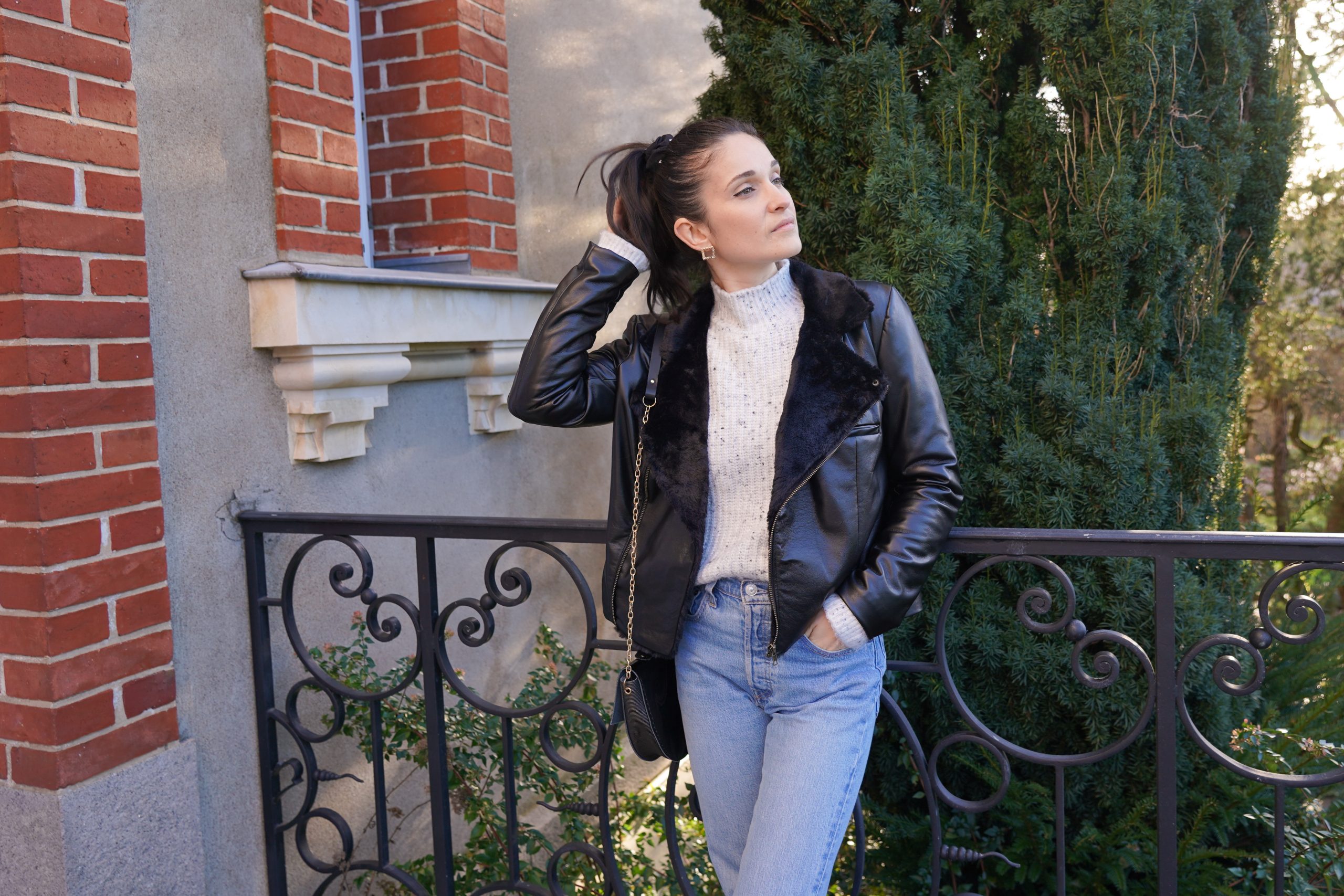 Blouson Perfecto Cop Copine Noir - Taille 36 - Peau De Pêche Suédé - Occasion TB